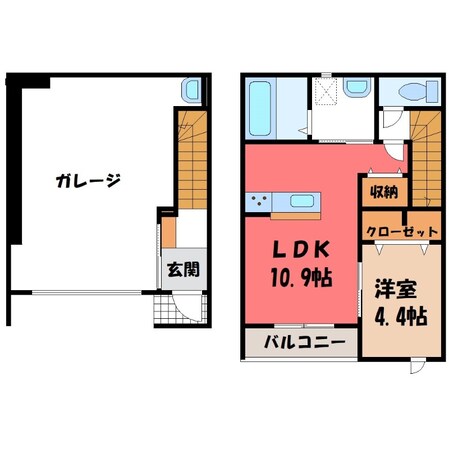 東武宇都宮駅 徒歩23分 1-2階の物件間取画像